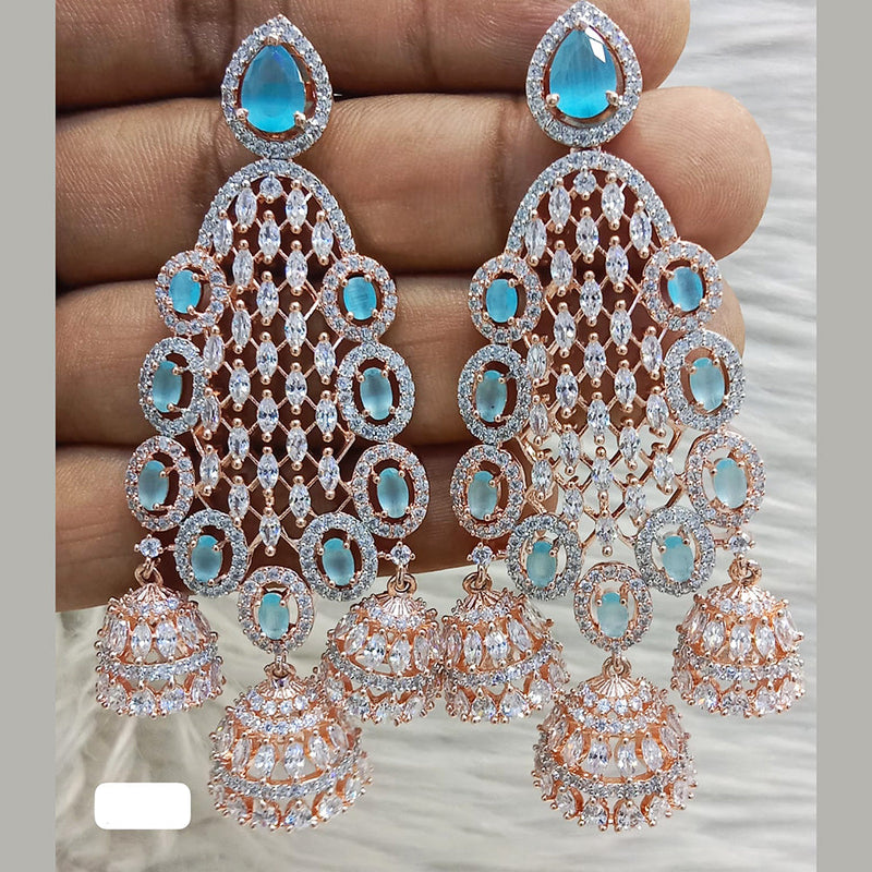 Jain Jewellers Rose Gold Plated AD Dangler Earrings