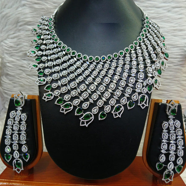 Jain Jewellers Silver Plated AD Necklace Set