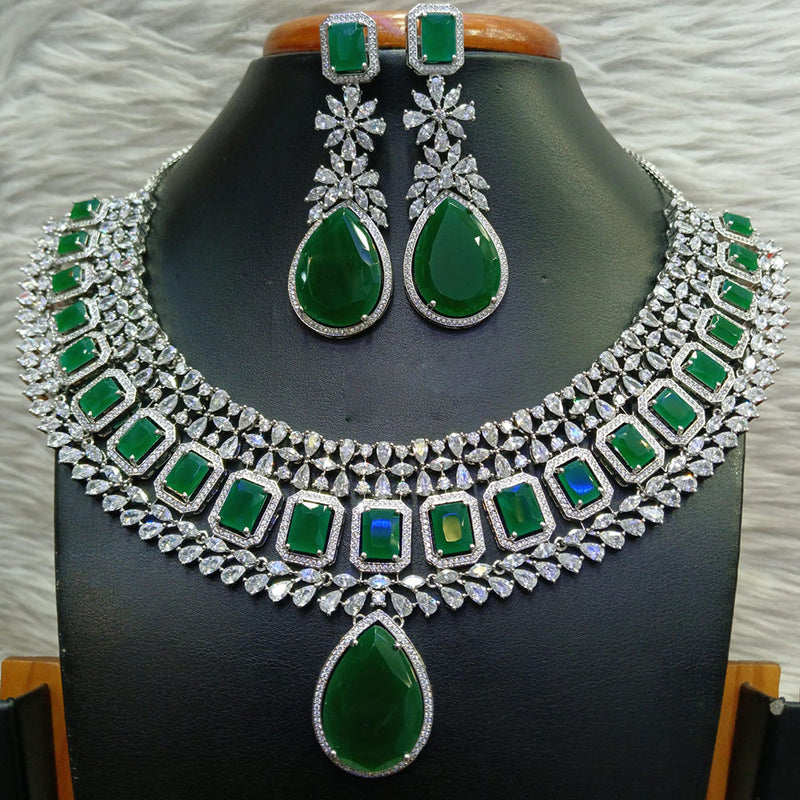 Jain Jewellers Silver Plated AD Necklace Set