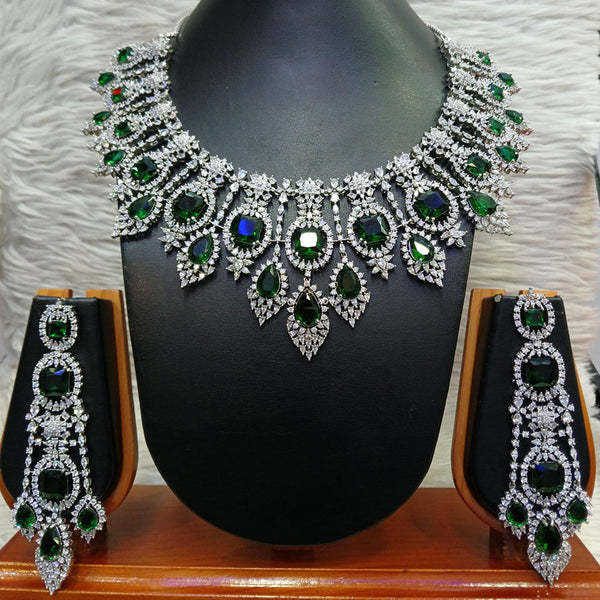 Jain Jewellers Silver Plated AD Necklace Set