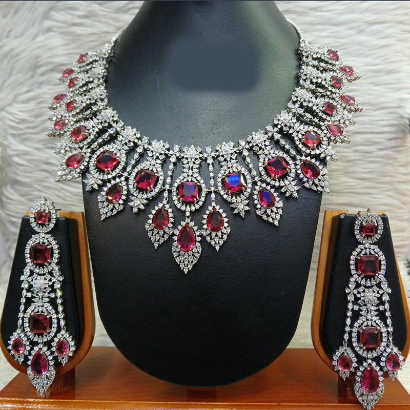 Jain Jewellers Silver Plated AD Necklace Set