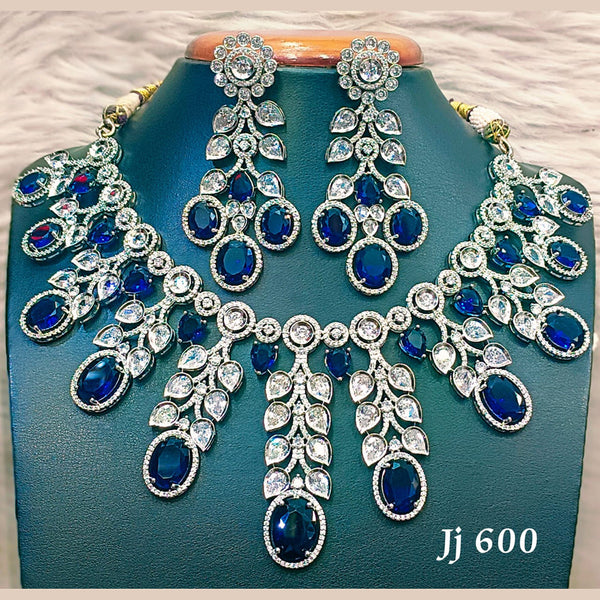 Jain Jewellers Silver Plated AD Necklace Set