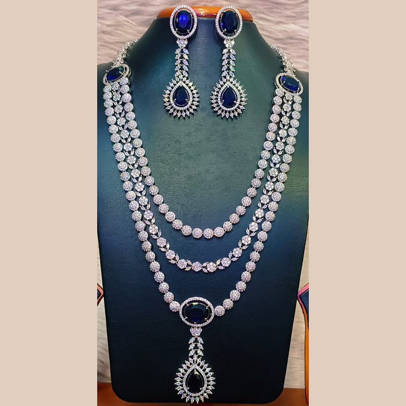 Jain Jewellers Silver Plated AD Necklace Set