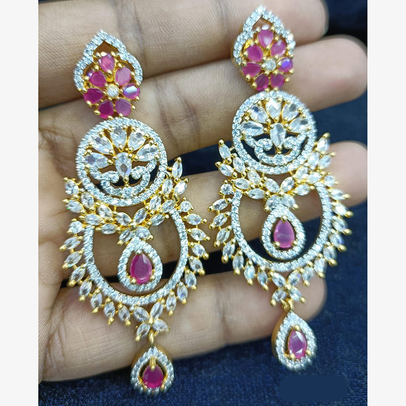 Jain Jewellers Gold Plated Ad Stone Dangler Earrings