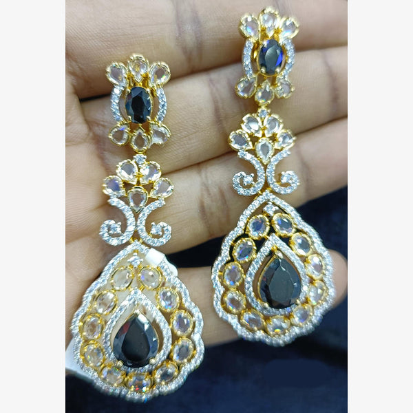 Jain Jewellers Gold Plated Ad Stone Dangler Earrings