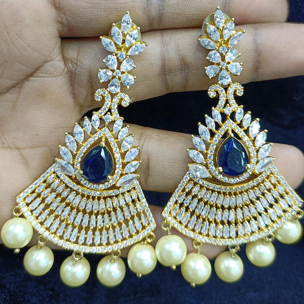 Jain Jewellers Gold Plated Ad Stone Dangler Earrings