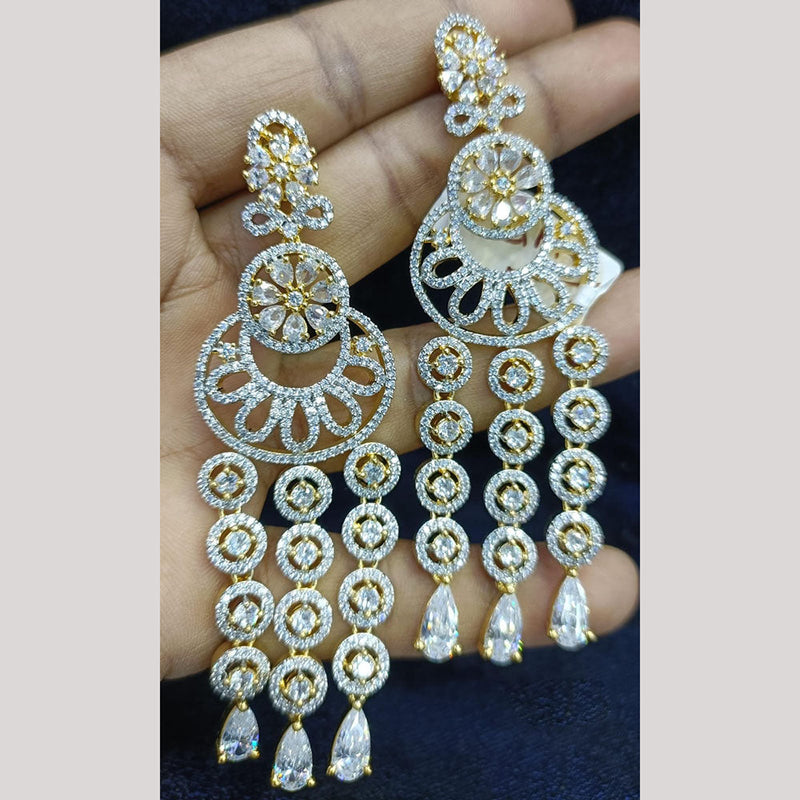 Jain Jewellers Gold Plated Ad Stone Dangler Earrings