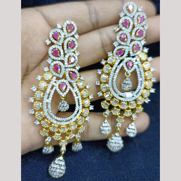 Jain Jewellers Gold Plated Ad Stone Dangler Earrings