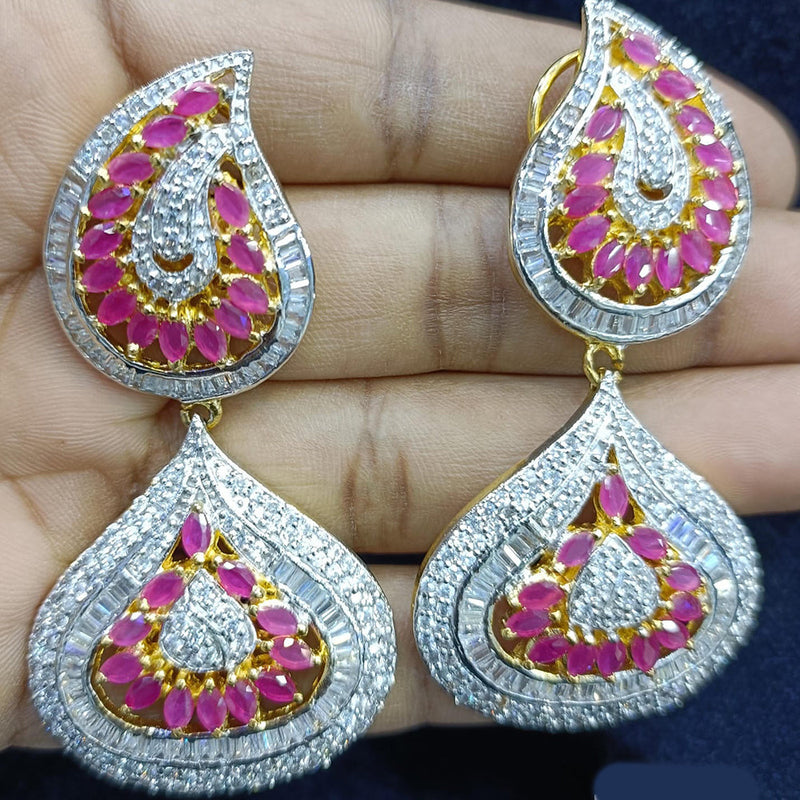 Jain Jewellers Gold Plated Ad Stone Dangler Earrings