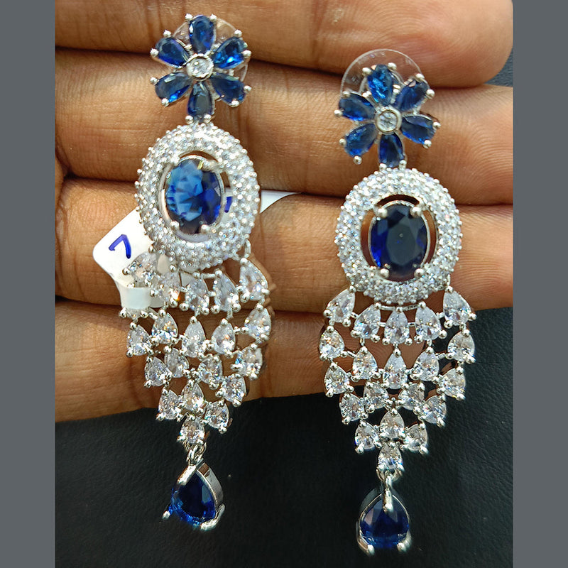 Jain Jewellers Silver Plated AD Dangler Earrings