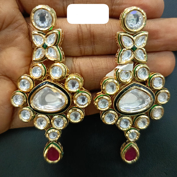 Jain Jewellers Gold Plated Polki Kundan Dangler Earrings