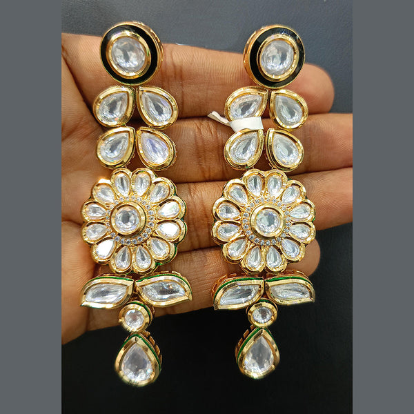 Jain Jewellers Gold Plated Polki Kundan Dangler Earrings