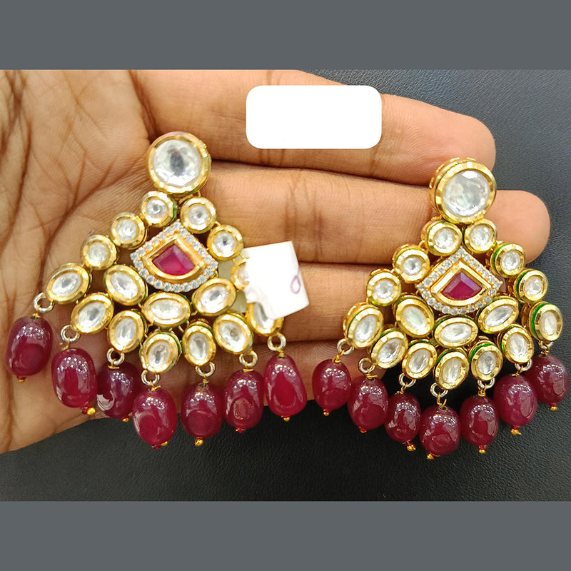 Jain Jewellers Gold Plated Polki Kundan Dangler Earrings