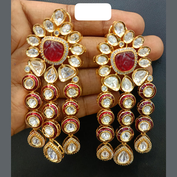 Jain Jewellers Gold Plated Polki Kundan Dangler Earrings