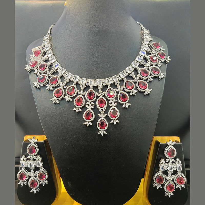 Jain Jewellers Silver Plated AD Necklace Set