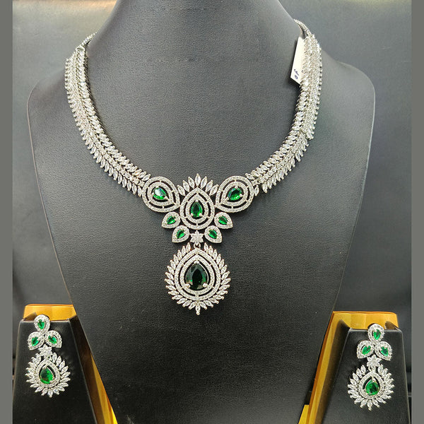 Jain Jewellers Silver Plated AD Necklace Set