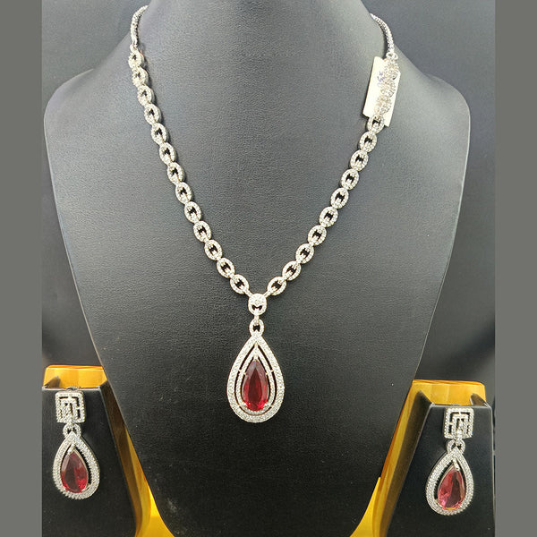 Jain Jewellers Silver Plated AD Necklace Set