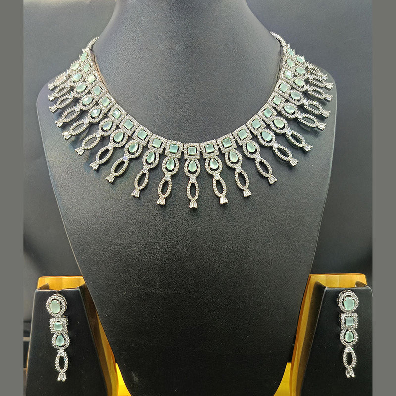 Jain Jewellers Silver Plated AD Necklace Set