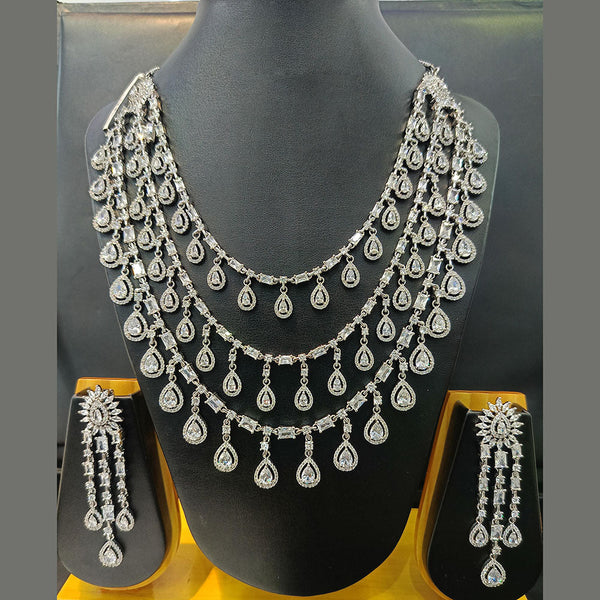 Jain Jewellers Silver Plated AD Necklace Set