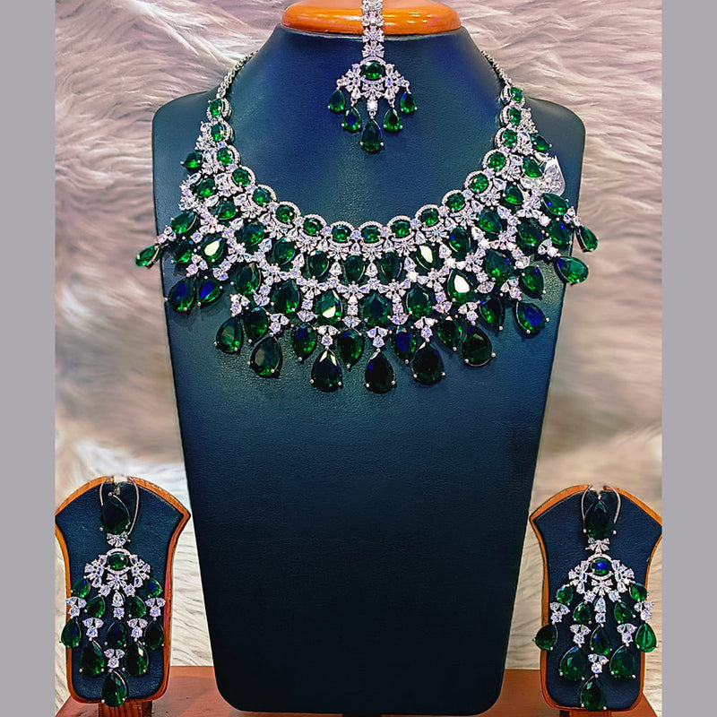 Jain Jewellers Silver Plated AD Necklace Set