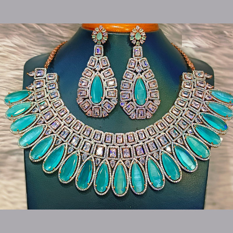 Jain Jewellers Silver Plated AD Necklace Set