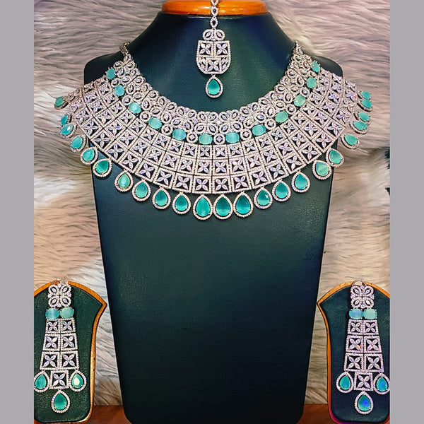 Jain Jewellers Silver Plated AD Necklace Set