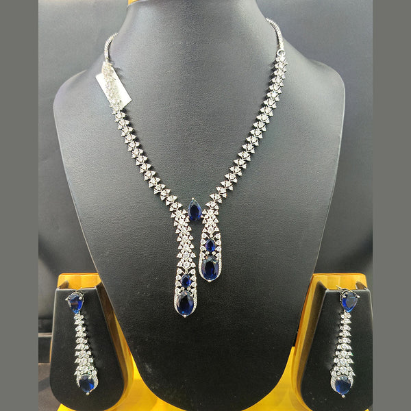 Jain Jewellers Silver Plated AD Necklace Set