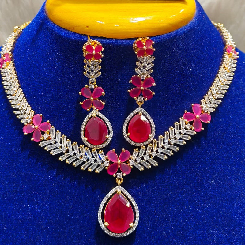 Jain Jewellers Gold Plated AD Necklace Set