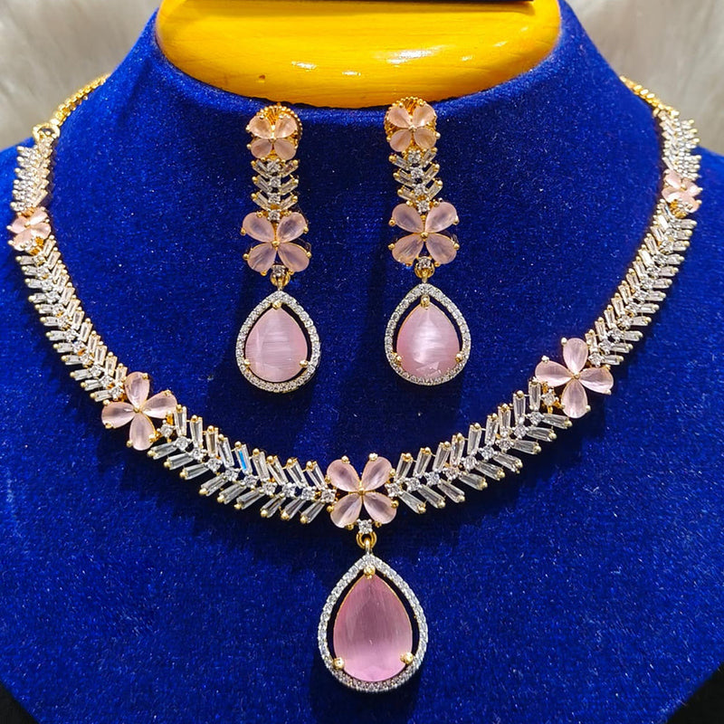 Jain Jewellers Gold Plated AD Necklace Set