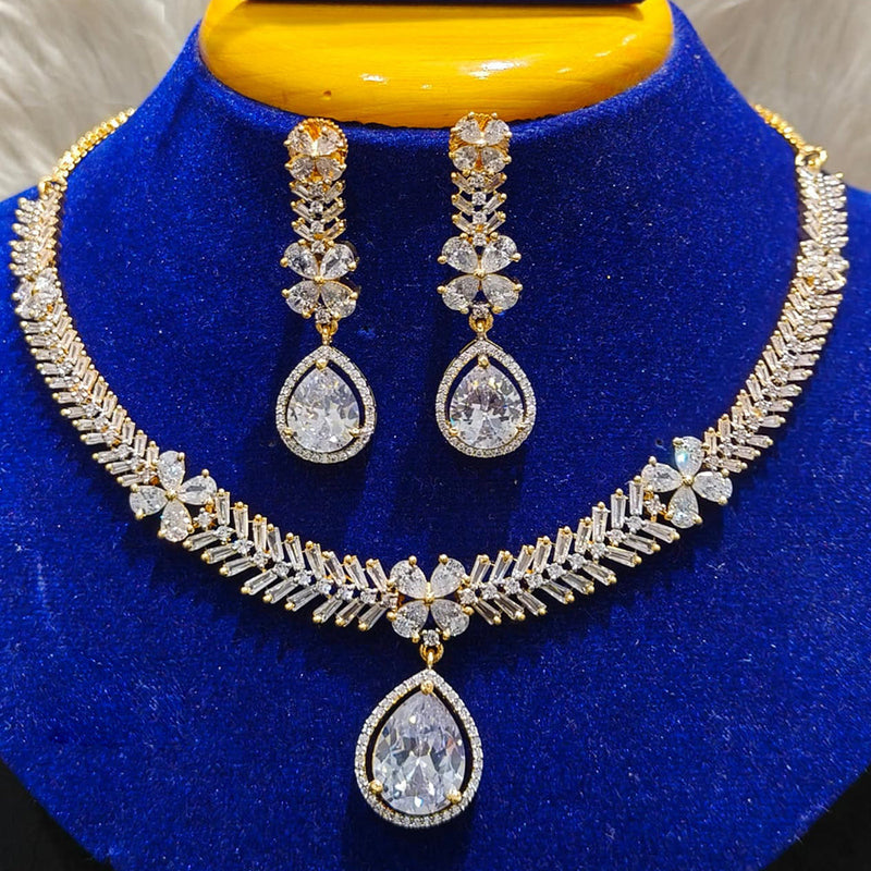 Jain Jewellers Gold Plated AD Necklace Set