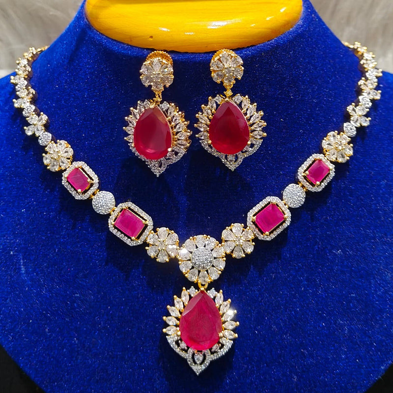 Jain Jewellers Gold Plated AD Necklace Set