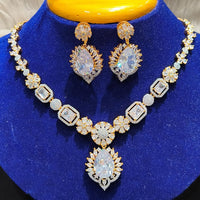 Jain Jewellers Gold Plated AD Necklace Set