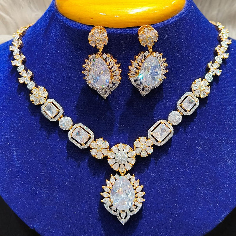 Jain Jewellers Gold Plated AD Necklace Set