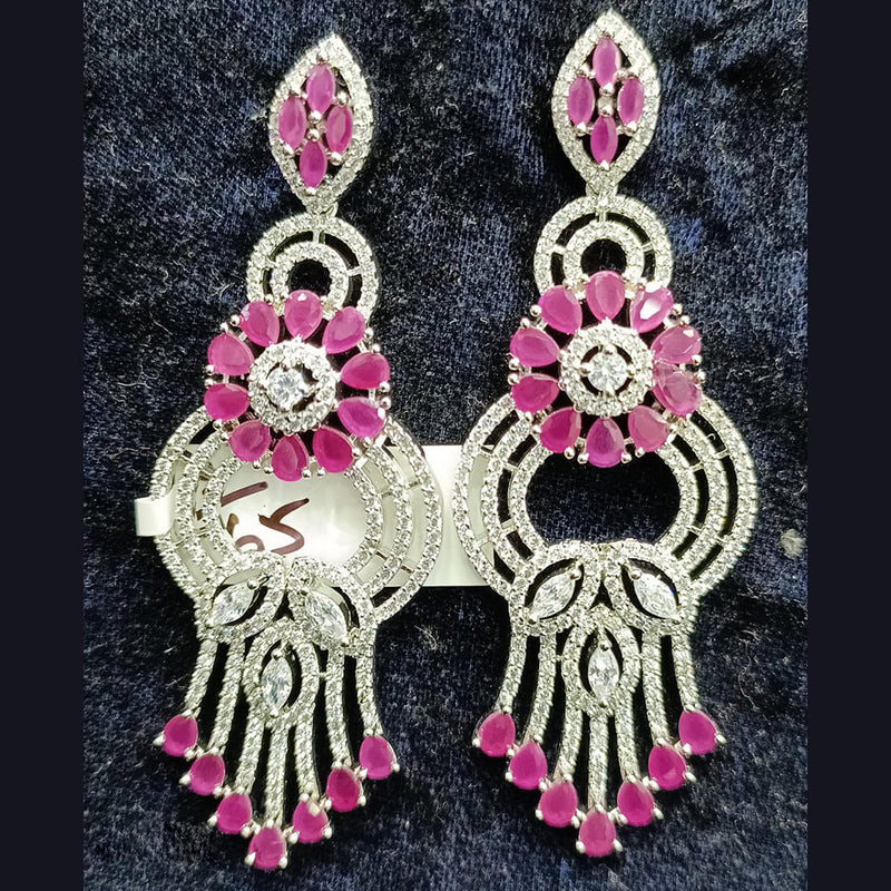 Jain Jewellers Silver Plated AD Dangler Earrings