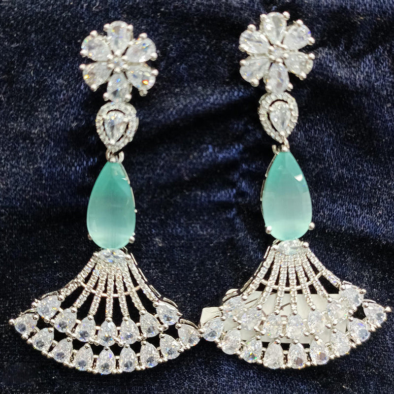 Jain Jewellers Silver Plated AD Dangler Earrings