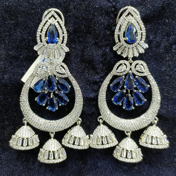 Jain Jewellers Silver Plated AD Dangler Earrings