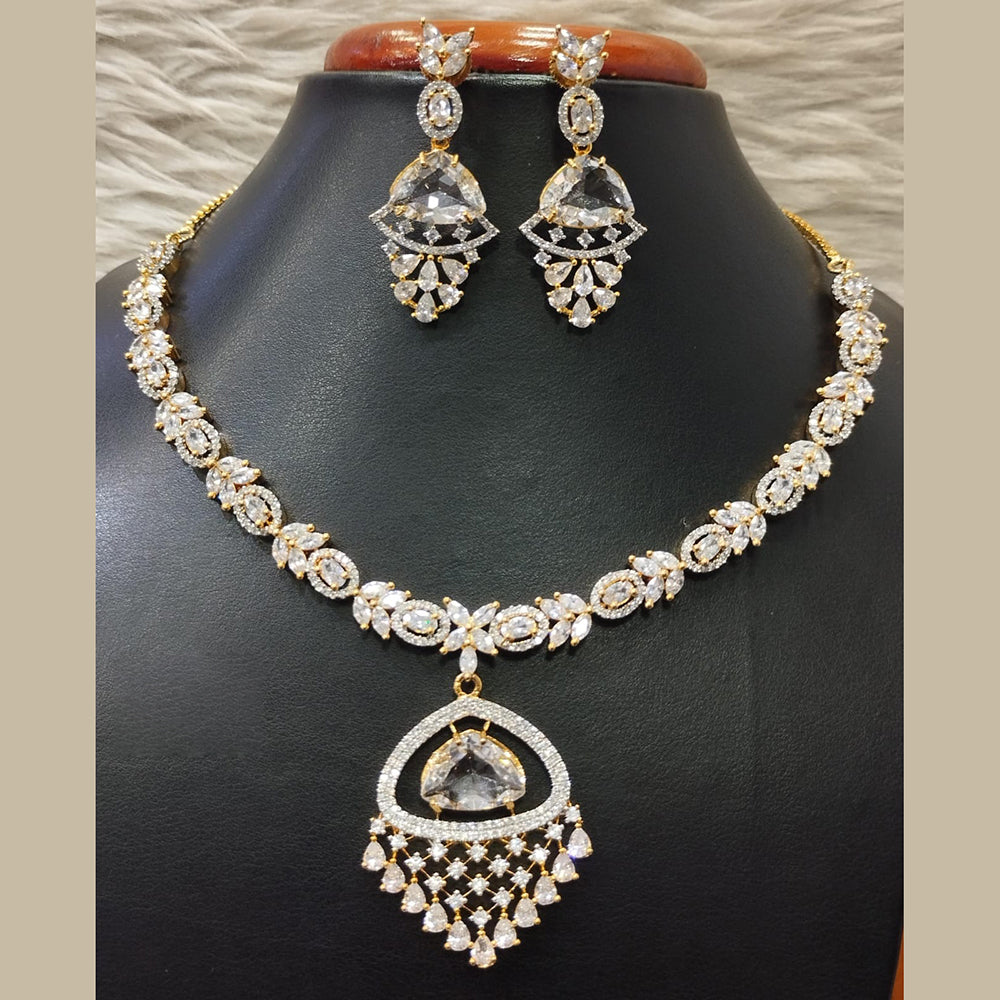 Jain Jewellers Gold Plated AD Necklace Set