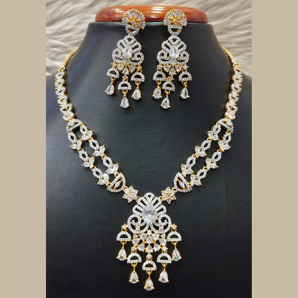 Jain Jewellers Gold Plated AD Necklace Set