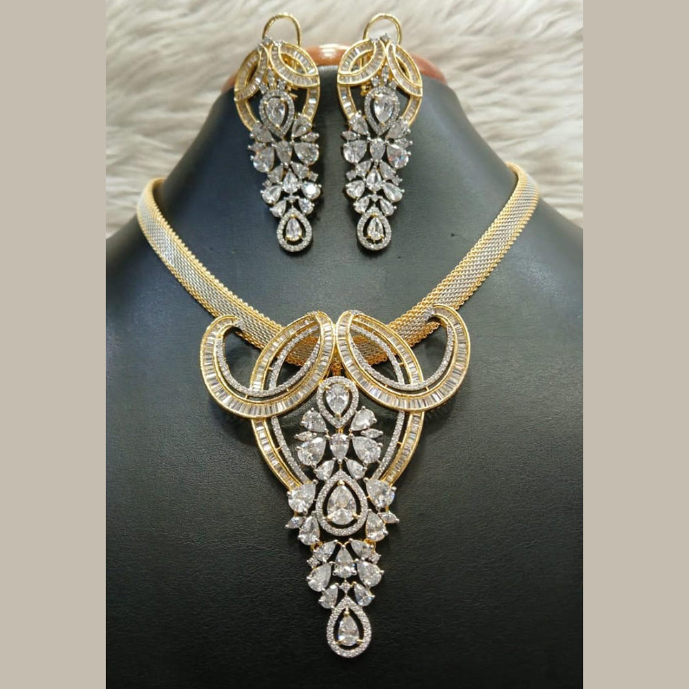 Jain Jewellers Gold Plated AD Necklace Set