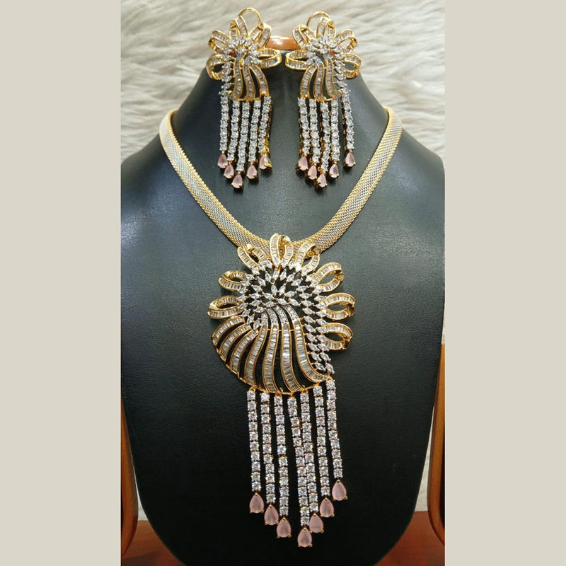 Jain Jewellers Gold Plated AD Necklace Set