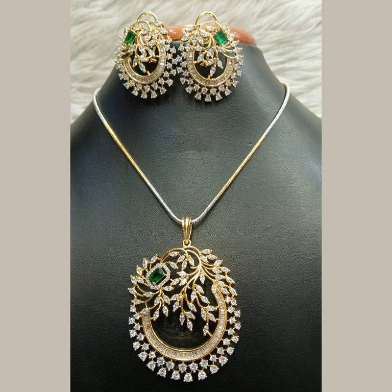 Jain Jewellers Gold Plated AD Pendant Set