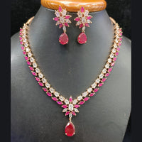 Jain Jewellers Rose Gold Plated AD Necklace Set