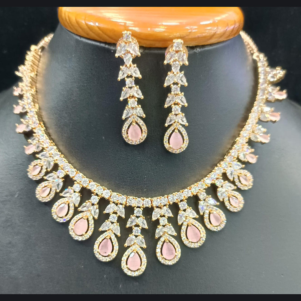 Jain Jewellers Gold Plated AD Necklace Set