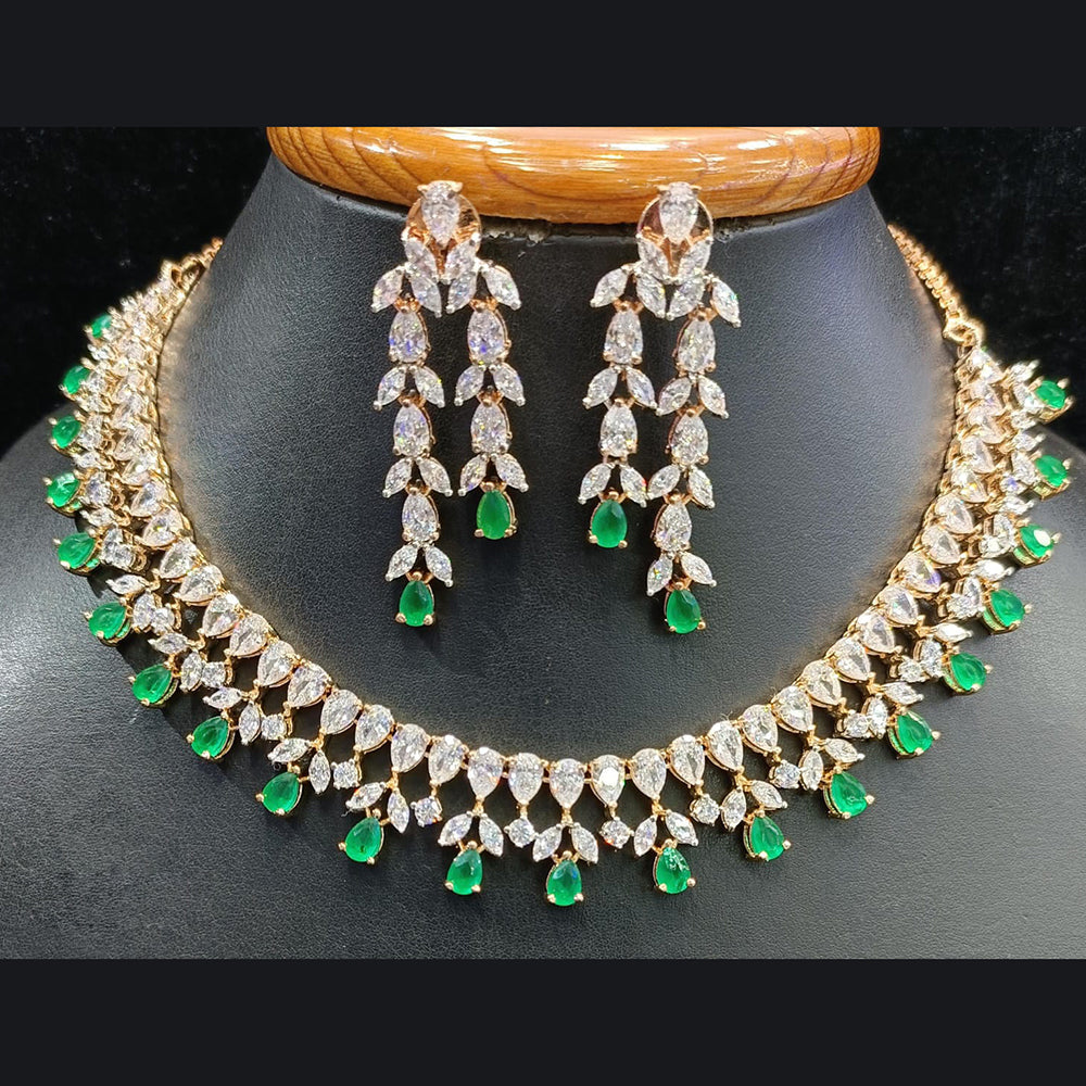 Jain Jewellers Gold Plated AD Choker Necklace Set