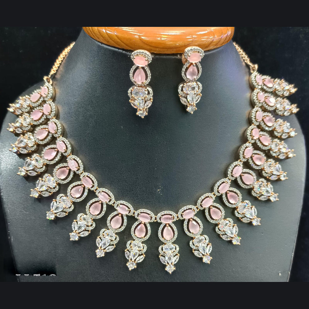 Jain Jewellers Gold Plated AD Choker Necklace Set