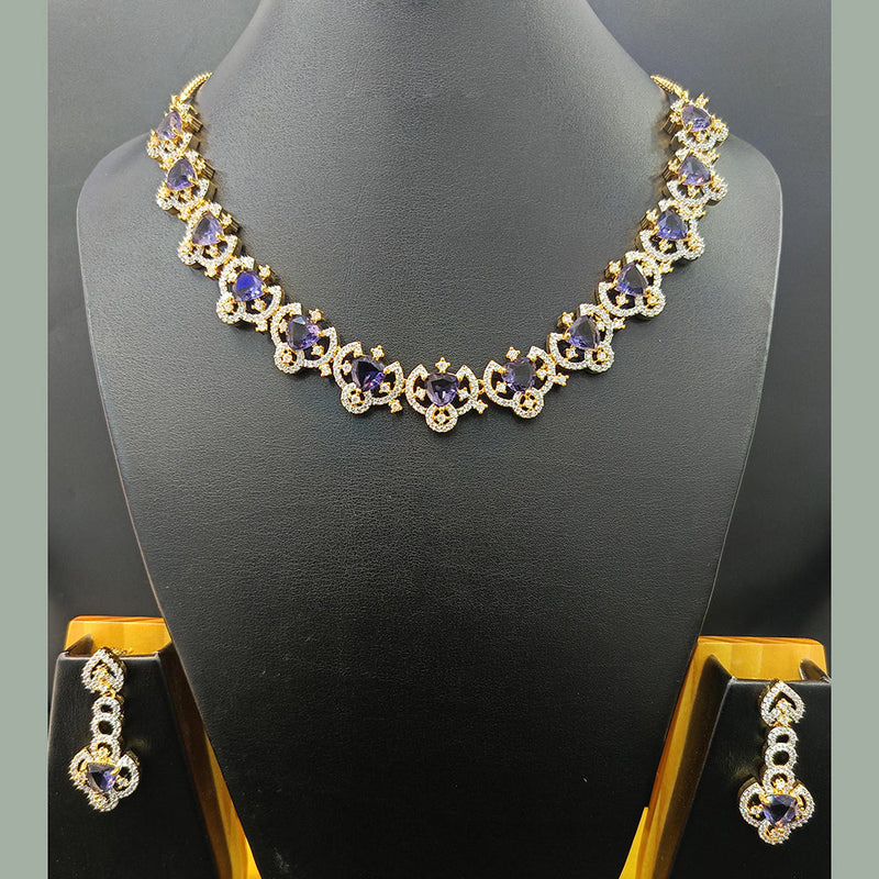 Jain Jewellers Gold Plated AD Necklace Set