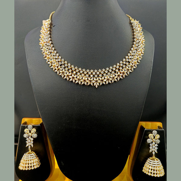 Jain Jewellers Gold Plated AD Necklace Set