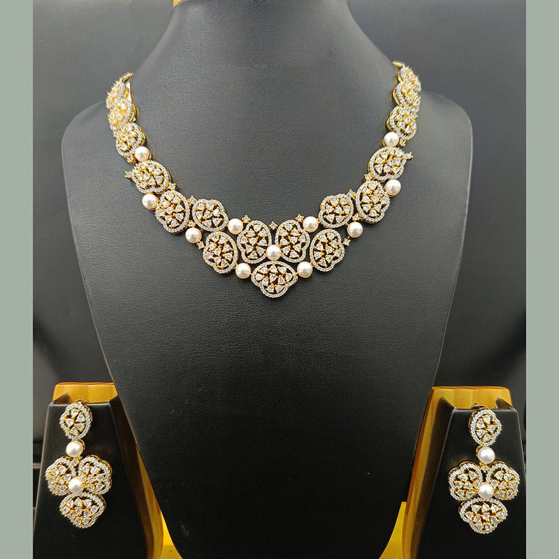 Jain Jewellers Gold Plated AD Necklace Set