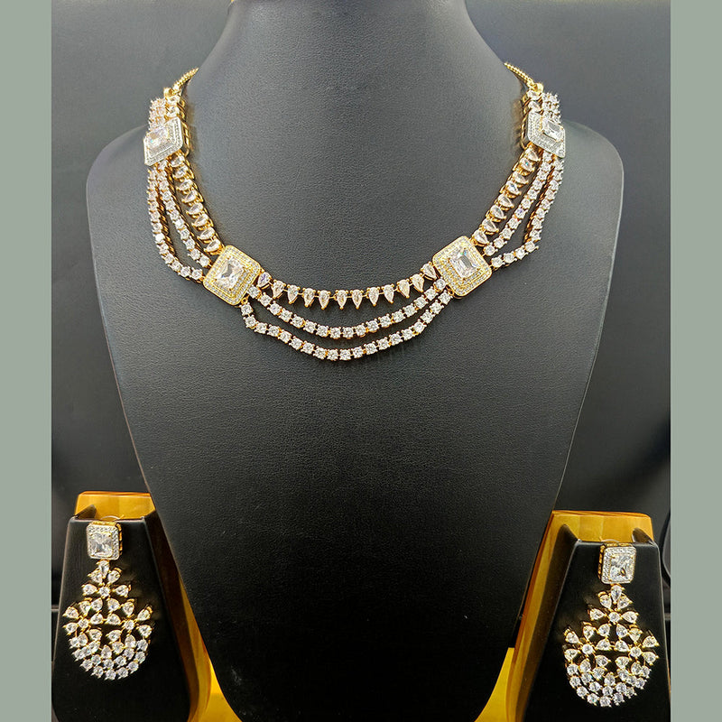 Jain Jewellers Gold Plated AD Necklace Set