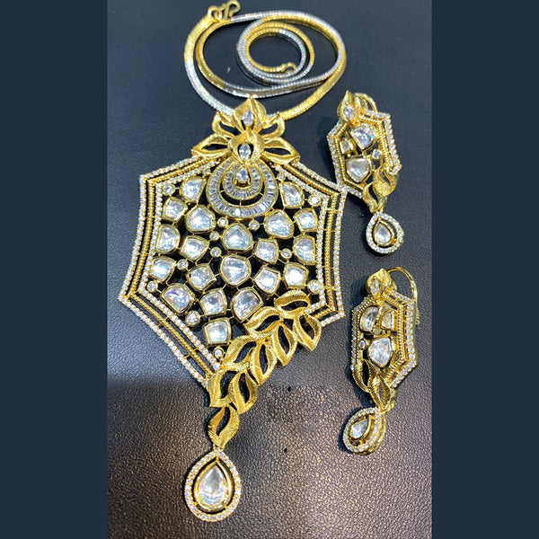 Jain Jewellers Gold Plated AD Pendant Set